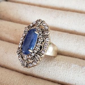 Royal thistle statement ring blue antique silver